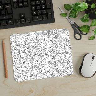 Tapis De Souris Coloriez-moi avant de donner Fleur•Sur mesure