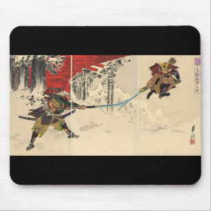 Tapis De Souris Combat de samouraïs dans la neige circa 1890