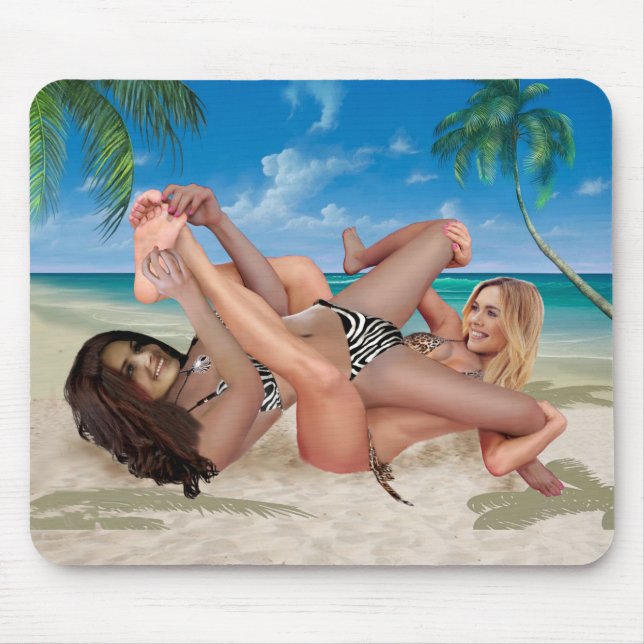 TAPIS DE SOURIS COMBAT DE TICKLE DE LAPIN DE PLAGE (Devant)