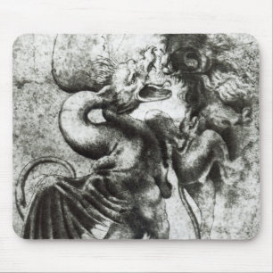 Tapis De Souris Combat entre un dragon et un lion