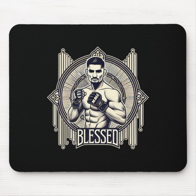 Tapis De Souris Combattante de cage de boxe thaïlandaise de kickbo (Devant)