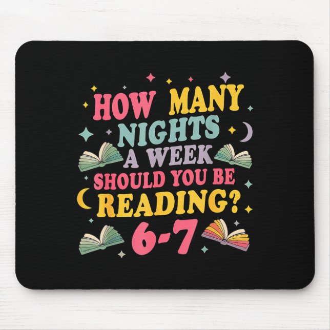 Tapis De Souris Combien de nuits de lecture 67 Meme Six Seven Prof (Devant)