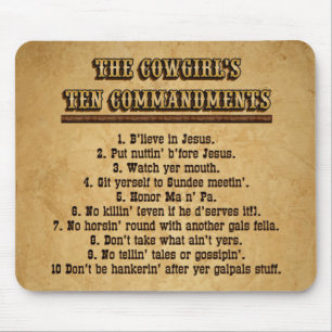 Tapis De Souris Commandements MOUSEPAD de la cow-girl 10