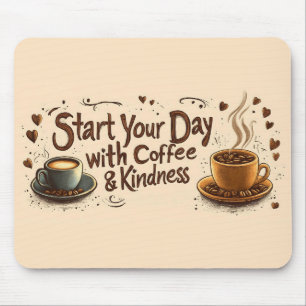Tapis De Souris Commencez Votre Journée avec un Citation de Café &