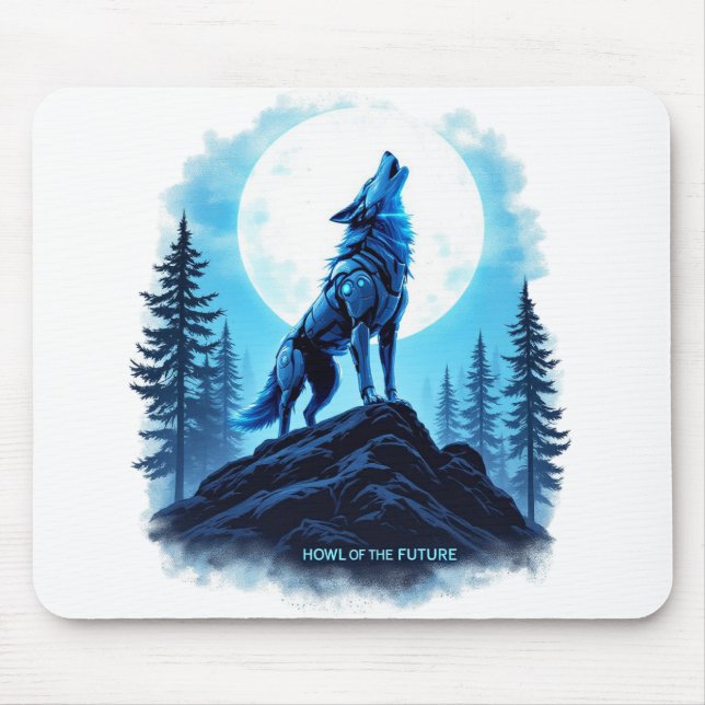 Tapis De Souris Comment l'avenir - Loup Robotique Mousepad (Devant)