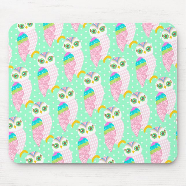 Tapis De Souris Comment maintenant hibou blanc - pois (Devant)