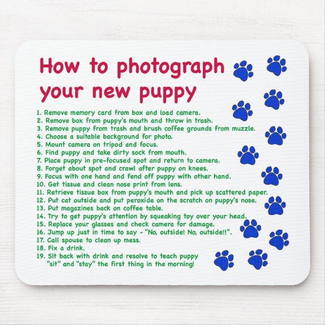 Tapis De Souris Comment photographier votre nouveau chiot (Devant)