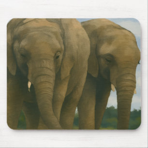 Tapis De Souris Compagnons éléphants dans la lumière de Savannah