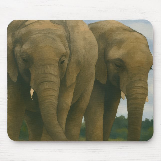 Tapis De Souris Compagnons éléphants dans la lumière de Savannah (Devant)