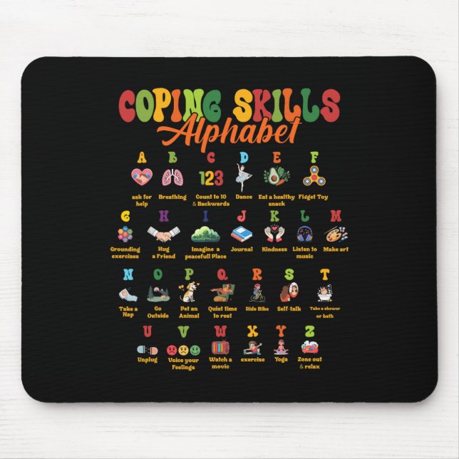 Tapis De Souris Compétences d'adaptation Abc Alphabet Sensibilisat (Devant)