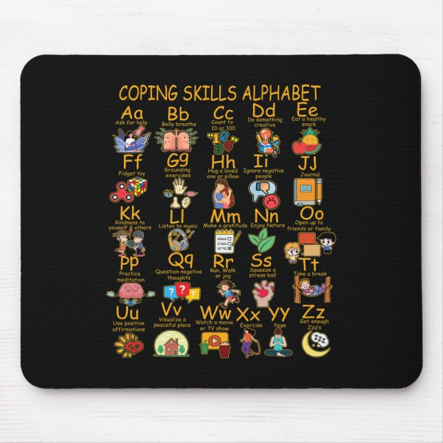 Tapis De Souris Compétences d'adaptation Alphabet Sensibilisation  (Devant)