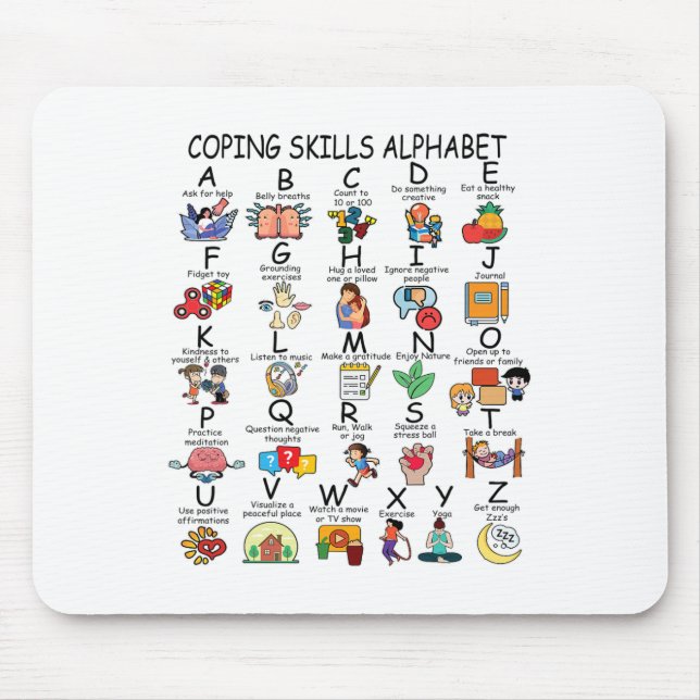 Tapis De Souris Compétences d'adaptation en santé Alphabet Enseign (Devant)