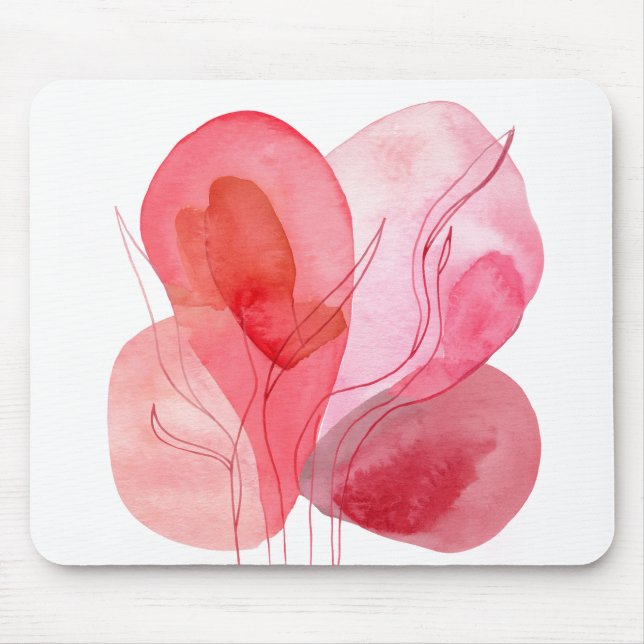 Tapis De Souris Composition Abstraite en aquarelle rose (Devant)