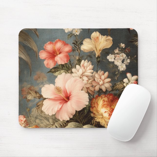 Tapis De Souris Composition florale vintage vibrante (Avec souris)