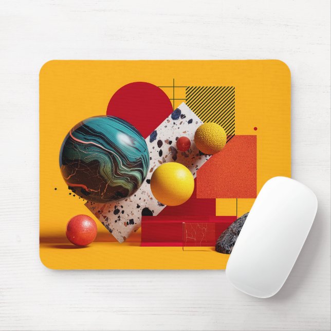 Tapis De Souris Composition géométrique colorée abstraite (Avec souris)