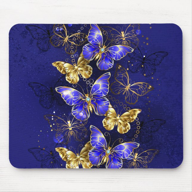 Tapis De Souris Composition with Sapphire Butterflies (Devant)