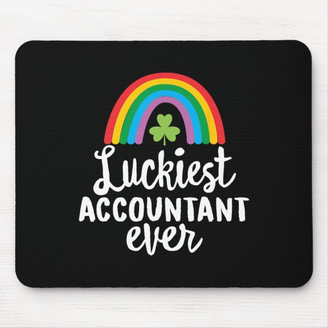 Tapis De Souris Comptable le plus chanceux Shamrocks de la Saint-P (Devant)