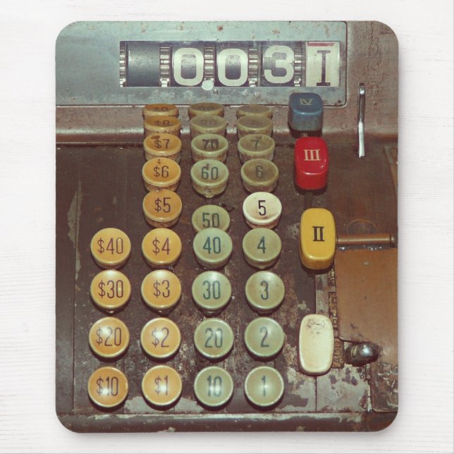Tapis De Souris Compteur de vieil argent - caisse enregistreuse (Devant)