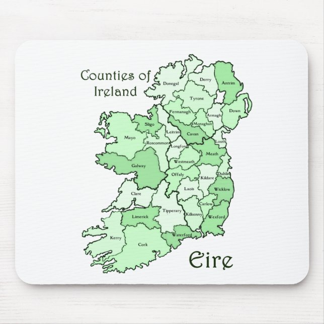 Tapis De Souris Comtés de carte de l'Irlande (Devant)