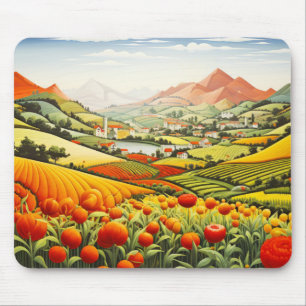 Tapis De Souris Concept champêtre Abstrait Paysage coloré Art
