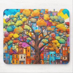 Tapis De Souris Concept de civilisation de l'arbre Peinture coloré