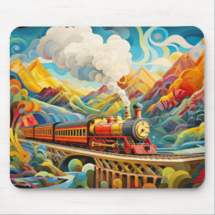 Tapis De Souris Concept de train de locomotives Abstrait paysage c