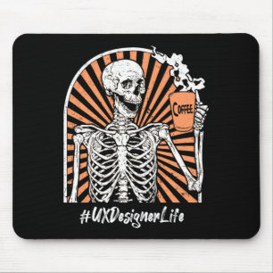 Tapis De Souris Concepteur Ux Homme La Vie Café Squelette Épuisé