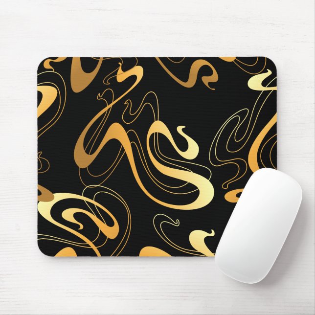 Tapis De Souris Conception abstraite classique jaune et noir (Avec souris)