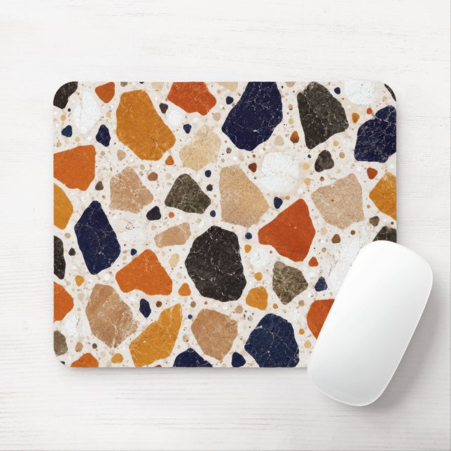 Tapis De Souris Conception Abstraite de Terrazzo Méditerranéen (Avec souris)