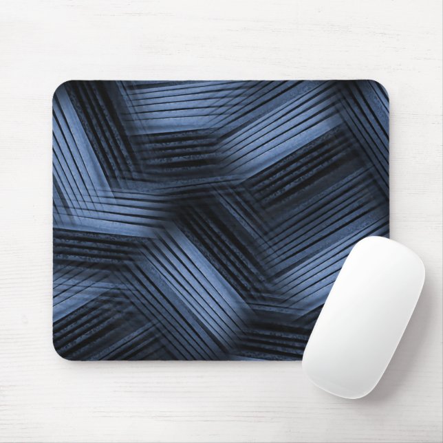 Tapis De Souris Conception abstraite en noir et bleu (Avec souris)