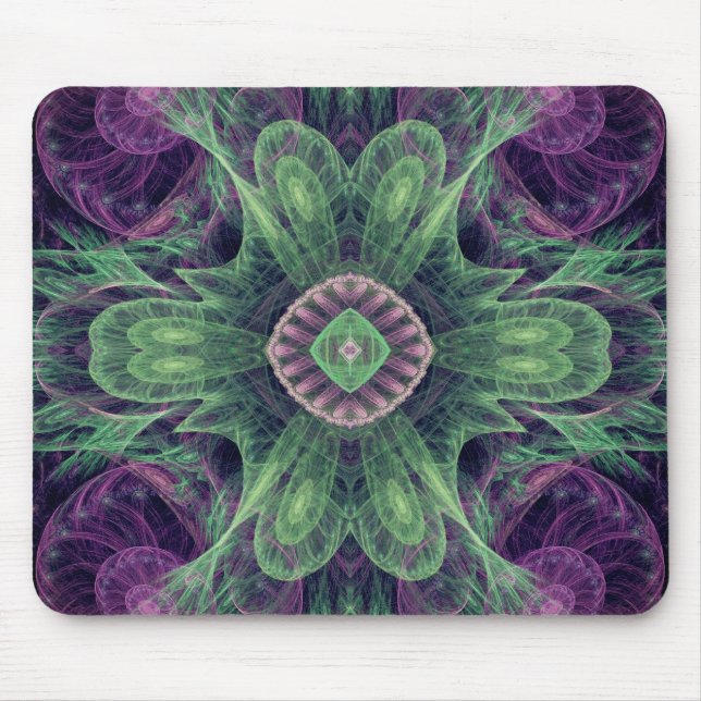 Tapis De Souris Conception Abstraite Moderne Fractale Violette et  (Devant)