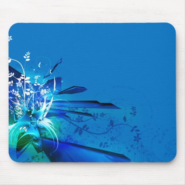 Tapis De Souris Conception bleue de fleurs (Devant)