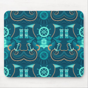 Tapis De Souris Conception bleue nautique