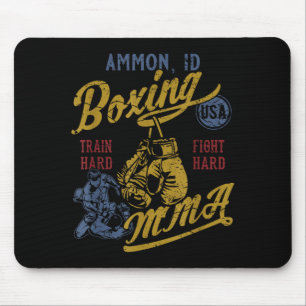 Tapis De Souris Conception d'Ammon ID Boxe MMA USA Vintage en détr