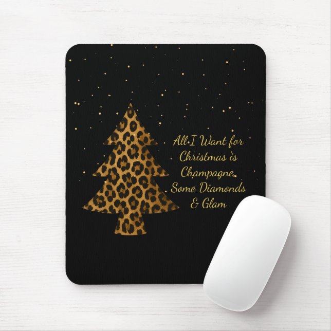 Tapis De Souris Conception d'arbre de Noël léopard chic (Avec souris)