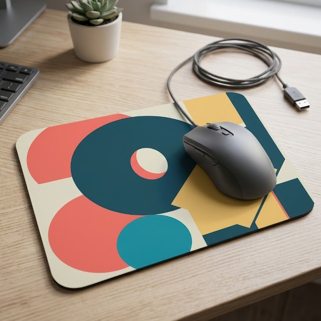Tapis De Souris Conception d'art géométrique abstrait rétro au ris (Retro Abstract Geometric Risograph Art Design. Mouse Pad)