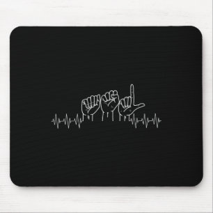 Tapis De Souris Conception de battement de coeur Asl pour la journ