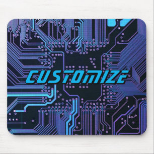 Tapis De Souris Conception de carte de circuit imprimé cyber bleu 