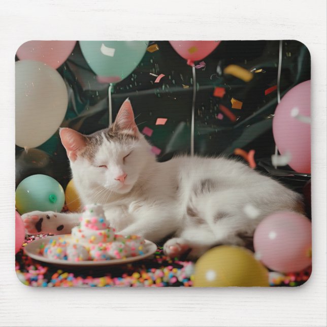 Tapis De Souris Conception de célébration d'anniversaire de chat a (Devant)