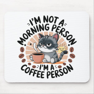 Tapis De Souris Conception de chat amusant avec attitude café en p