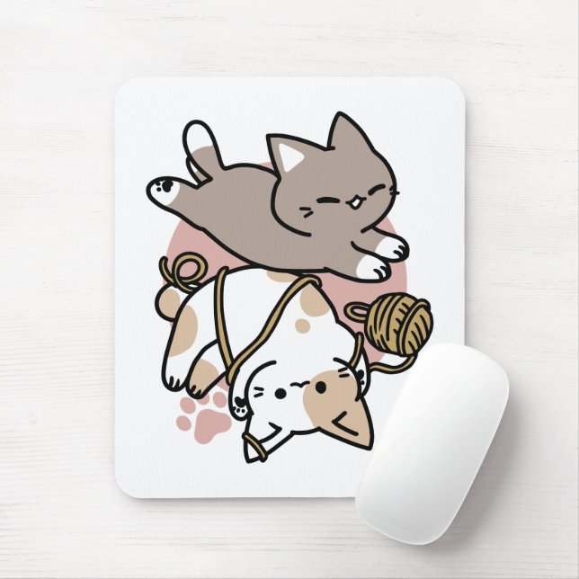 Tapis De Souris Conception de chats mignons et joueurs – Art de pa (Avec souris)