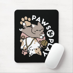 Tapis De Souris Conception de chats mignons et joueurs – Art de pa
