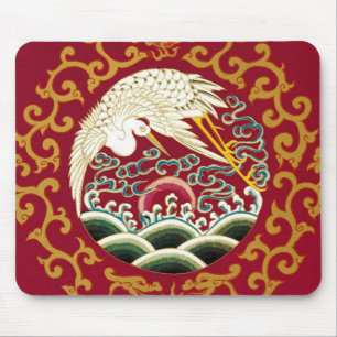 Tapis De Souris Conception de cigogne et dragon chinois