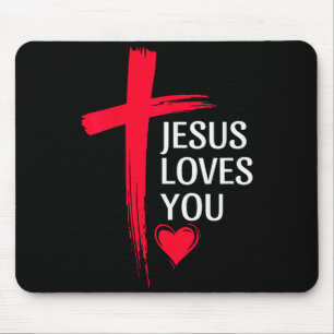 Tapis De Souris Conception de cœur de croix d'amour chrétien Jésus
