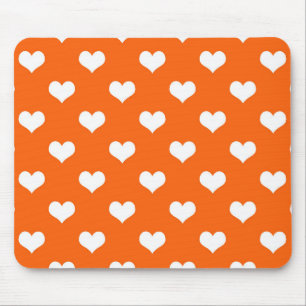 Tapis De Souris Conception de coeurs adorables orange blanc