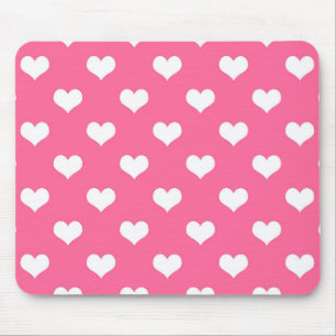 Tapis De Souris Conception de coeurs adorables roses blancs