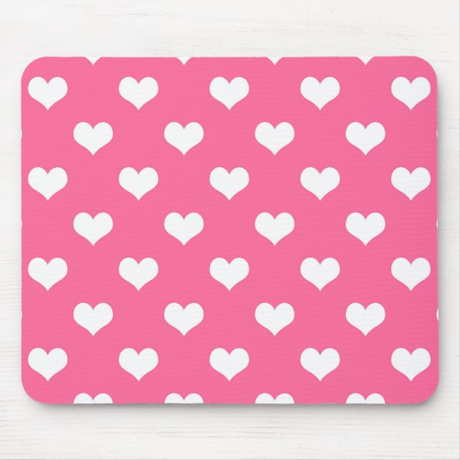 Tapis De Souris Conception de coeurs adorables roses blancs  (Devant)