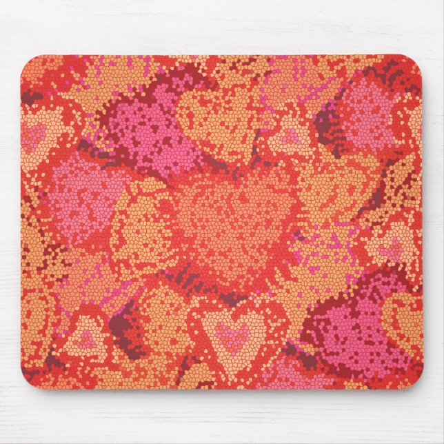 Tapis De Souris Conception de coeurs en mosaïque mignonne (Devant)