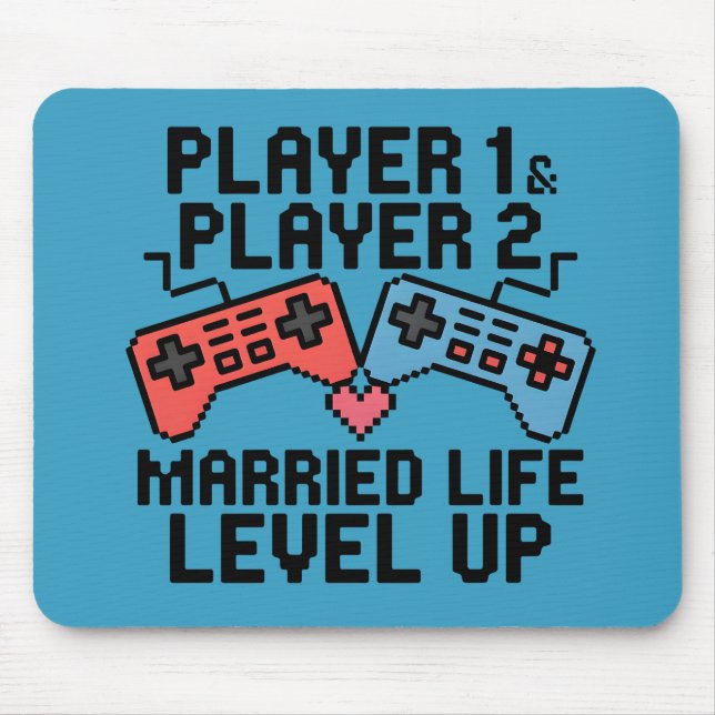 Tapis De Souris Conception de couple de jeu Pixel Level Up (Devant)