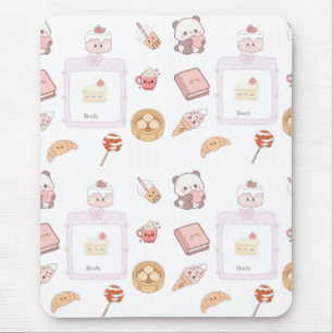Tapis De Souris Conception de dessert friandises rose mignon